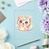 かわいい虹の子猫のパステルカラーのふわふわ猫ステッカー アクリル招待状 (インサイチュ (ウェディング))