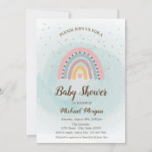 かわいい虹の星ベビーシャワー 招待状 (正面)