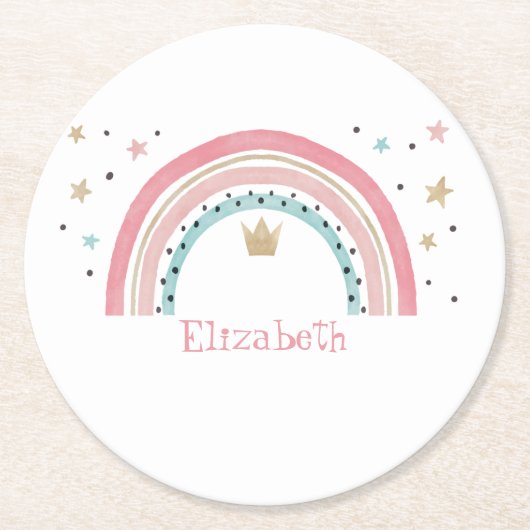 かわいい虹の星 ラウンドペーパーコースター (正面)