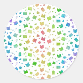 かわいい虹の本読と模様 ラウンドシール