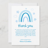 かわいい虹の水彩青エレガント赤ちゃんシャワー サンキューカード (正面)