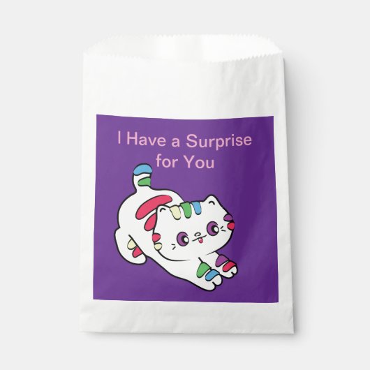 かわいい虹の猫の漫画子供へのシワ フェイバーバッグ (正面)