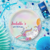 かわいい虹の猫ユニコーン誕生日パーティー ペーパープレート (パーティー)