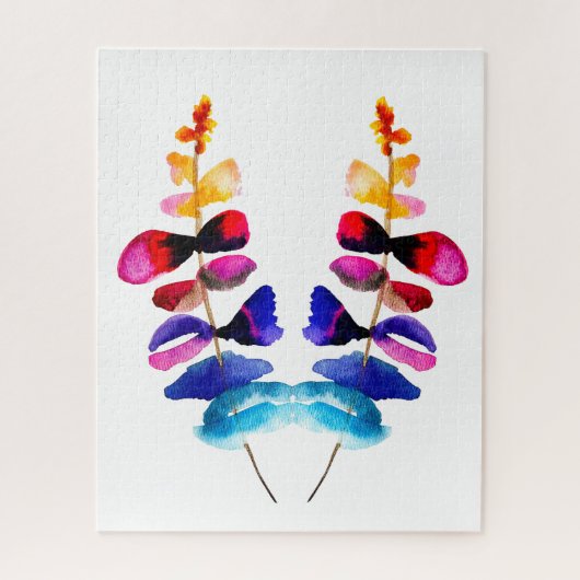 かわいい虹の葉の水彩画 ジグソーパズル (縦)