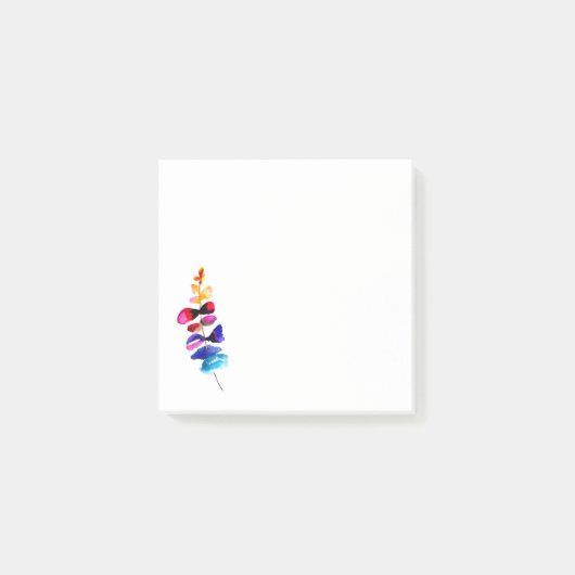 かわいい虹の葉の水彩画 ポストイット (正面)