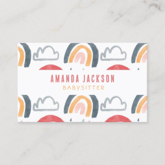 かわいい虹の託児所の託児所の子守り子供たち 名刺 (正面)