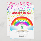 かわいい虹の誕生日の招待 招待状 (正面/裏面)