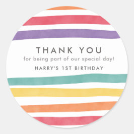 かわいい虹の誕生日パーティーありがとうステッカー ラウンドシール