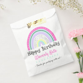 かわいい虹の誕生日パーティーと子供の名前 フェイバーバッグ