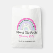 かわいい虹の誕生日パーティーと子供の名前 フェイバーバッグ (正面)