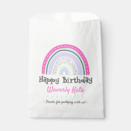かわいい虹の誕生日パーティーと子供の名前 フェイバーバッグ