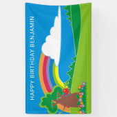 かわいい虹の誕生日パーティー 横断幕 (縦)