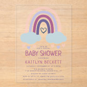 かわいい虹の赤ちゃんシャワー アクリル招待状 (正面)