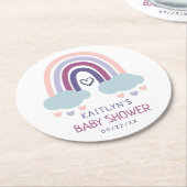 かわいい虹の赤ちゃんシャワー ラウンドペーパーコースター (アングル)