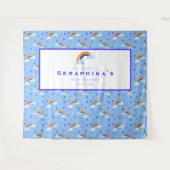 かわいい虹の雨滴パターン赤ちゃんシャワー背景 タペストリー (正面(横))