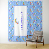 かわいい虹の雨滴パターン赤ちゃんシャワー背景 タペストリー (インサイチュ)