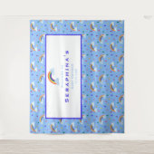 かわいい虹の雨滴パターン赤ちゃんシャワー背景 タペストリー (正面)