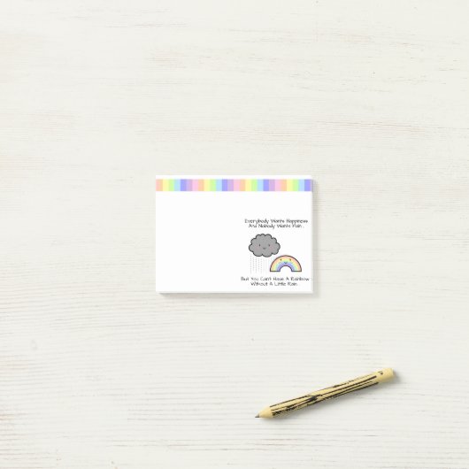 かわいい虹の雨雲の幸福の引用文 ポストイット (デスク上)
