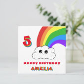 かわいい虹の雲の子供の誕生日おめでとう カード (スタンド正面)