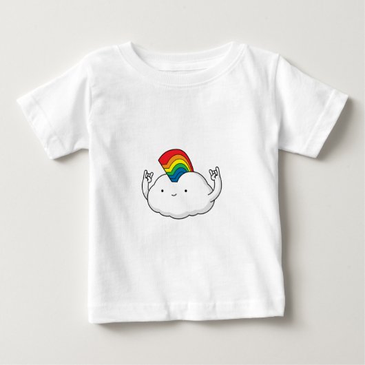 かわいい虹の雲の激賞の漫画 ベビーTシャツ (正面)