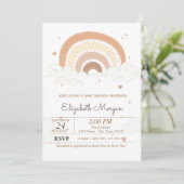 かわいい虹の雲ハート赤ちゃんシャワー 招待状 (スタンド正面)