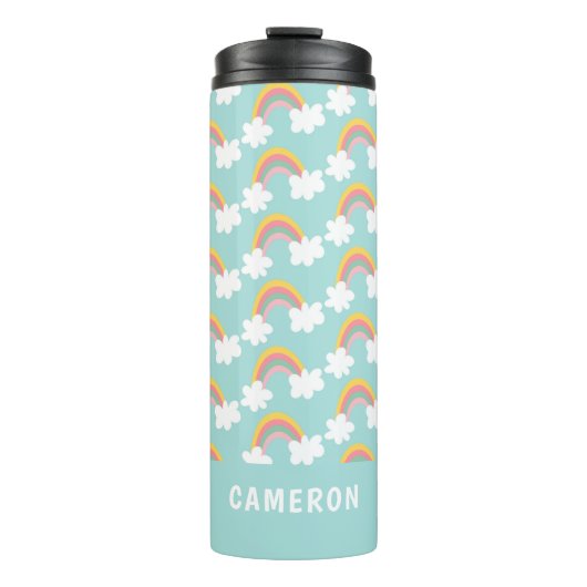 かわいい虹の雲パーソナライズされた タンブラー (正面)