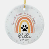 かわいい虹を描いた犬や猫 セラミックオーナメント (正面)