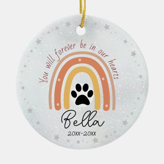 かわいい虹を描いた犬や猫 セラミックオーナメント (正面)