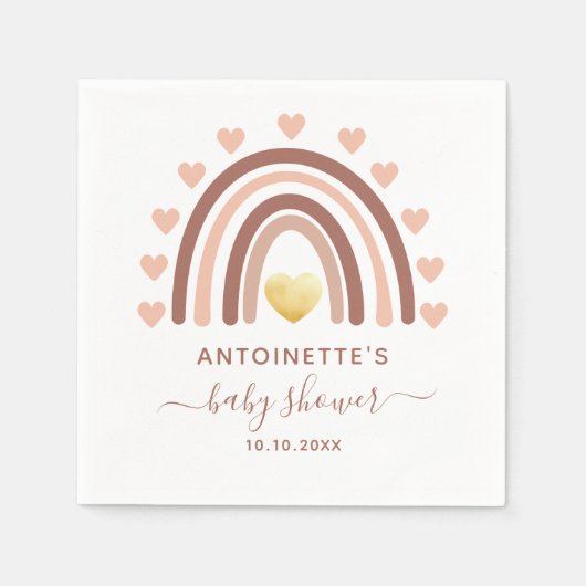 かわいい虹カスタムの赤ちゃんシャワー スタンダードカクテルナプキン (正面)