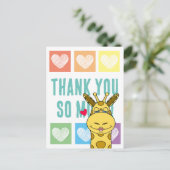 かわいい虹ハートのキリン 感謝 ポストカード (スタンド正面)