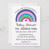 かわいい虹バタフライハート赤ちゃんシャワー 招待状 (正面)