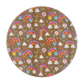 かわいい虹パターン カッティングボード (正面)