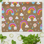 かわいい虹パターン キッチンタオル (折り畳み)