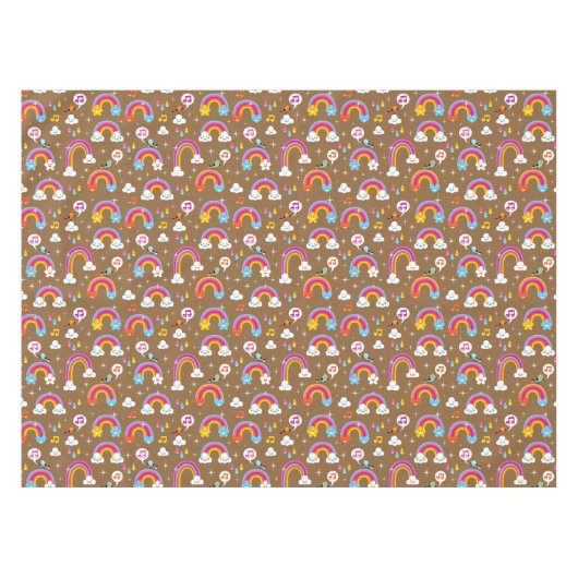 かわいい虹パターン テーブルクロス (正面(横))