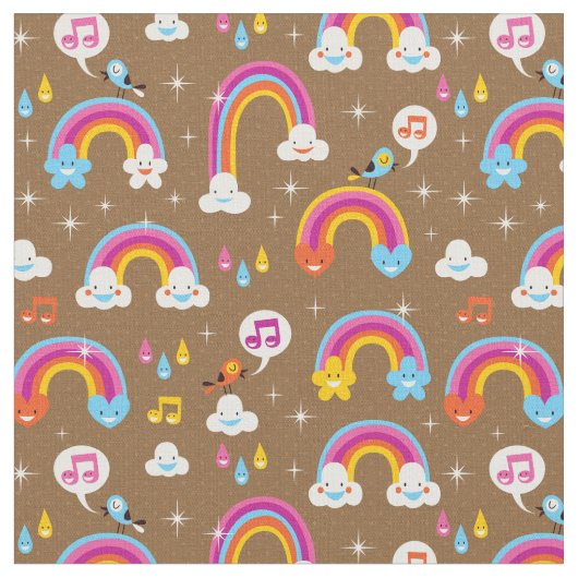 かわいい虹パターン ファブリック (クローズアップ)