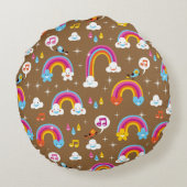 かわいい虹パターン ラウンドクッション (裏面)