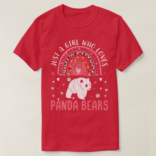かわいい虹パンダを愛する女の子レオ Tシャツ (デザイン正面)