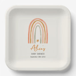 かわいい虹ボホベイビーシャワー ペーパープレート