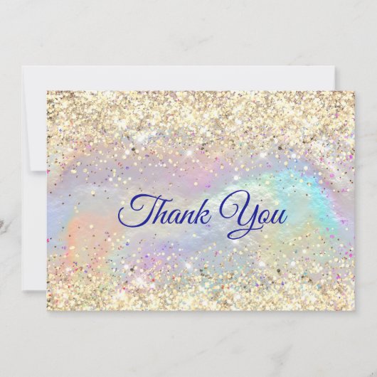かわいい虹彩の偽の金のグリッターが入ったクリスマスカード サンキューカード (正面)