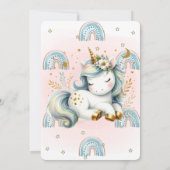 かわいい虹星ユニコーンベイビーシャワー 招待状 (裏面)