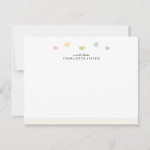 かわいい虹柄ハート子供向け文具 黒 ノートカード (正面)