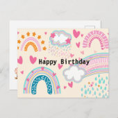 かわいい虹漫画のはがき誕生日 ポストカード (正面/裏面)