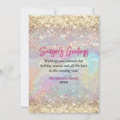 かわいい虹色のゴールドクリスマス新年の挨拶 カード (正面)