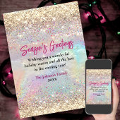 かわいい虹色のゴールドクリスマス新年の挨拶 カード