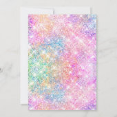 かわいい虹色のピンクのフェイクグリッタークリスマス 招待状 (裏面)
