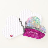 かわいい虹色のピンクシルバー偽のグリッターのモノグラム ノートブック (内部)