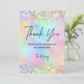 かわいい虹色のフェイクグリッター感謝していユー カード (スタンド正面)