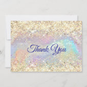 かわいい虹色のフェイク金ゴールドグリッタークリスマス サンキューカード (正面)