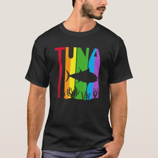 かわいい虹色のマグロ Tシャツ (正面)