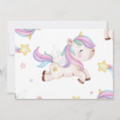 かわいい虹色のユニコーンの女の子のベビーシャワーの写真 招待状 (裏面)